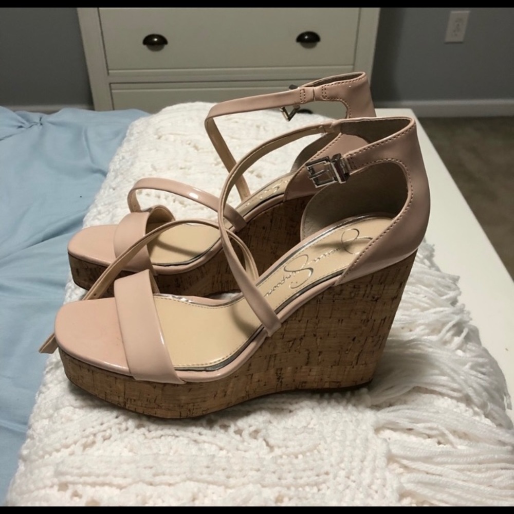 Jessica Simpson Nude Wedge Sandals